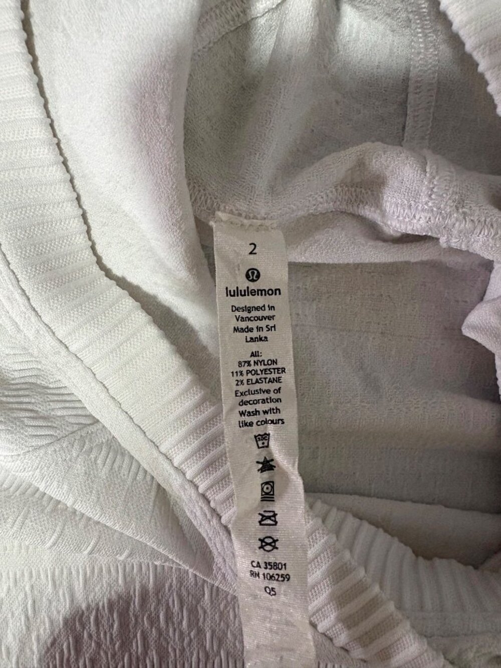 Lululemon Heathered White Rest Less Hooded Long Sleeve Pullover Top Size 2 - Picture 8 of 9